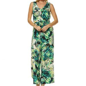 Marcelle Margaux Women's Tropical Leaf Print Sleeveless Jumpsuit in size Medium